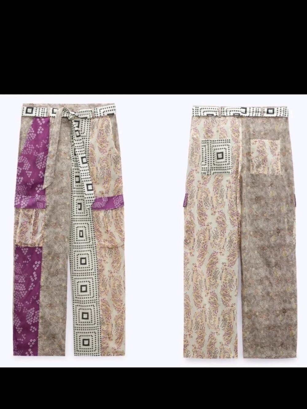 Zara 2-Piece Patchwork Pantset Bloggers Fav Med NWOT-free people-anthropologie - Picture 6 of 10